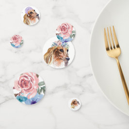 ダックスシュント長髪の水色テーマパーティー コンフェッティ