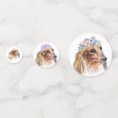 ダックスシュント長髪の水色テーマパーティー コンフェッティ (正面)