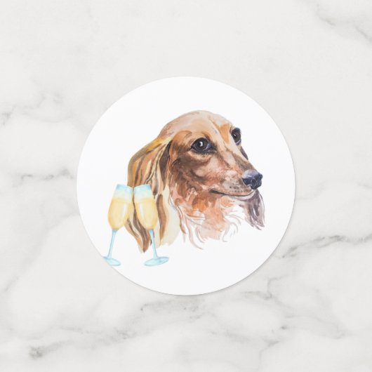 ダックスシュント長髪の水色テーマパーティー コンフェッティ (スモール正面)