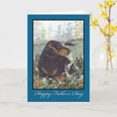 ダックスシュント長髪の父の日カード カード (黄色い花)