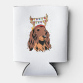 ダックスシュント長髪トナカイのクリスマスツリーライト 缶クーラー (正面)