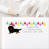 ダックスシュント長髪ブラック&タンサンタ ラベル (インサイチュ)