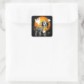 ダックスシュント骨格ハロウィンハッピーパンプキンギフト スクエアシール (バッグ)