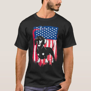 ダックスシュント – かわいいアメリカ国旗7月4日 Tシャツ