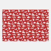 ダックスシュント・クリスマスレッドとブラック ラッピングペーパーシート (正面3)