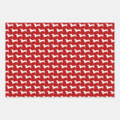 ダックスシュント・クリスマスレッドとブラック ラッピングペーパーシート (正面)