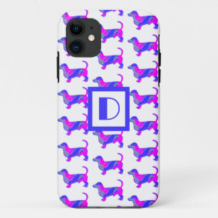 ダックスシュント/ダキシードッグ愛犬桃色モノグラム iPhone 11 ケース