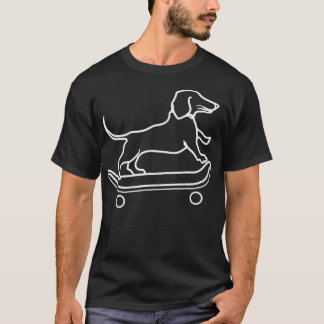 ダックスシュント・チウェニー・ウィーナー・ドッグ・スケートボーディングライン Tシャツ