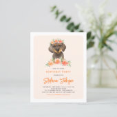 ダックスシュント&ピーチフラワーズ誕生日招待状 (スタンド正面)