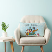 ダックスシュント、プグ&バードホリデー装飾用クッション ランバークッション (椅子)