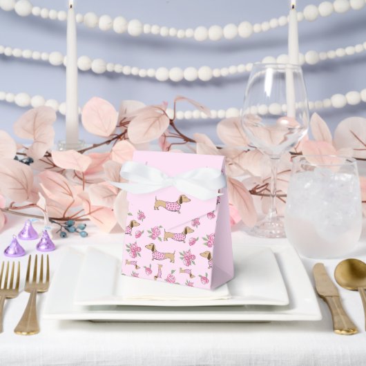 ダックスシュント&ペオニーズフローラ結婚ピンク フェイバーボックス (ウェディング)