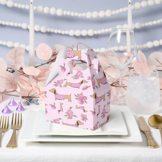 ダックスシュント&ペオニーズフローラ結婚ピンク フェイバーボックス (ウェディング)