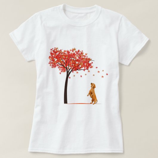 ダックスシュントMapleツリー感謝祭の日かわいい犬Dox Tシャツ (デザイン正面)