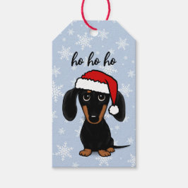 ダックスシュントSanta Black and Tan Wiener Dog Chrimas ギフトタグ