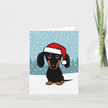 ダックスシュントSanta Black and Tan Wiener Dog Chrimas
