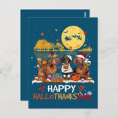 ダックスシュンハッピーハロサンクスマスハロウィンサンクスギフ ポストカード (正面/裏面)