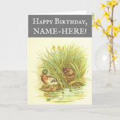 ダックスニアウォーター誕生日グリーティングカード カード (黄色い花)