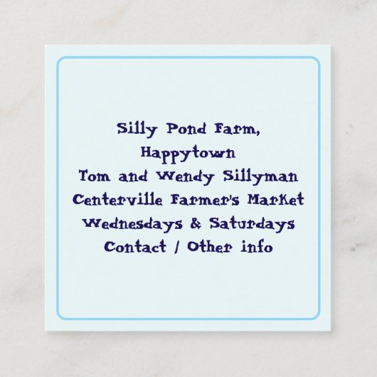 ダックスフレッシュエッグスファームをテーマにした正方形 コーリングカード (裏面)