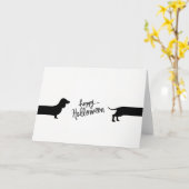 ダックスフンおもしろいトハロウィーン カード (黄色い花)