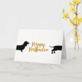 ダックスフンおもしろいトハロウィーン カード (黄色い花)