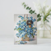 ダックスフントおよび忘れ私Nots ポストカード (スタンド正面)