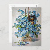 ダックスフントおよび忘れ私Nots ポストカード (正面/裏面)