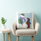 ダックスフントおよび雪の人 クッション (椅子)