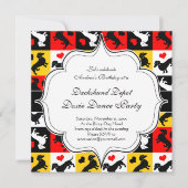 ダックスフントとハートドキシー誕生日パーティー 招待状 (正面)