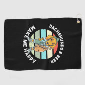 ダックスフントとビールが嬉しい ゴルフタオル (横)