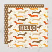 ダックスフントと水玉模様フラットカード (正面/裏面)