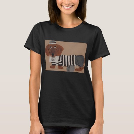ダックスフントのおやつ泥棒 Tシャツ (正面)