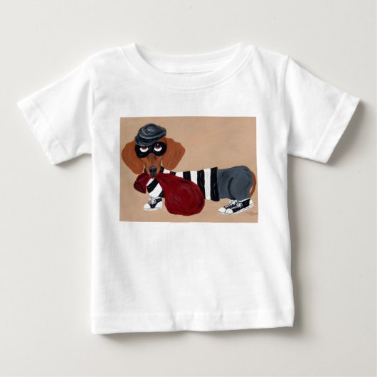  ダックスフントのお菓子泥棒 ベビーTシャツ (正面)