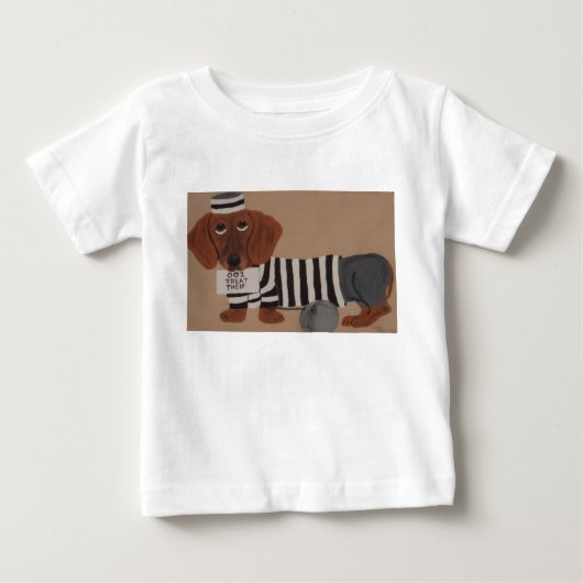 ダックスフントのお菓子泥棒 ベビーTシャツ (正面)