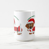 ダックスフントのキャンディ・ケーンサンタ コーヒーマグカップ (中央)