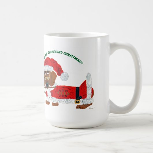 ダックスフントのキャンディ・ケーンサンタ コーヒーマグカップ (右)