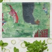 ダックスフントのギフトのウインナー犬のモダンな抽象美術 キッチンタオル (折り畳み)