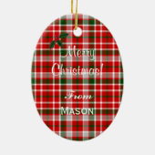 ダックスフントのクリスマスのサンタのパーソナライズな帽子 セラミックオーナメント (裏面)