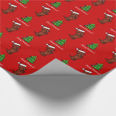 ダックスフントのクリスマスのサンタの帽子 ラッピングペーパー (角)