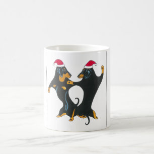 ダックスフントのクリスマスのマグ コーヒーマグカップ