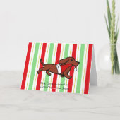 ダックスフントのクリスマスの漫画の雪片 シーズンカード (裏面)