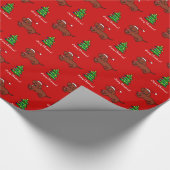 ダックスフントのクリスマスの漫画 ラッピングペーパー (角)