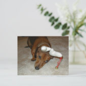 ダックスフントのクリスマスの郵便はがき シーズンポストカード (スタンド正面)