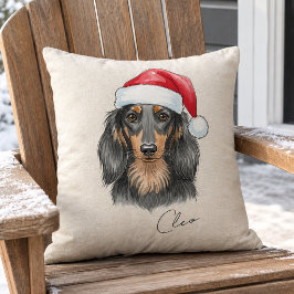 ダックスフントのクリスマスイラスト ペットの名前 クッション