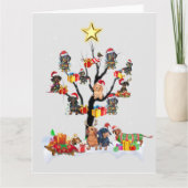 ダックスフントのクリスマスツリーTシャツ クリスマスギフトアイデア カード (正面)