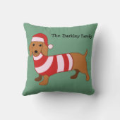 ダックスフントのクリスマスパーソナライズされた枕 クッション (裏面)