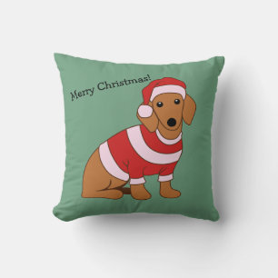 ダックスフントのクリスマスパーソナライズされた枕 クッション