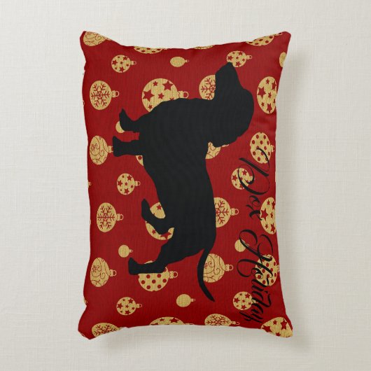 ダックスフントのクリスマスピロー アクセントクッション (正面(垂直))