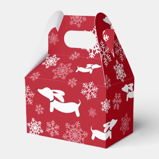 ダックスフントのクリスマスプレゼントの好意ボックス雪の結晶 フェイバーボックス (正面サイド)
