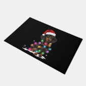 ダックスフントのクリスマスライトと雪 ドアマット (アングル)