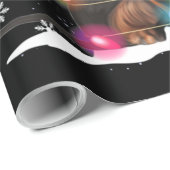 ダックスフントのクリスマスライトと雪 ラッピングペーパー (ロールコーナー)